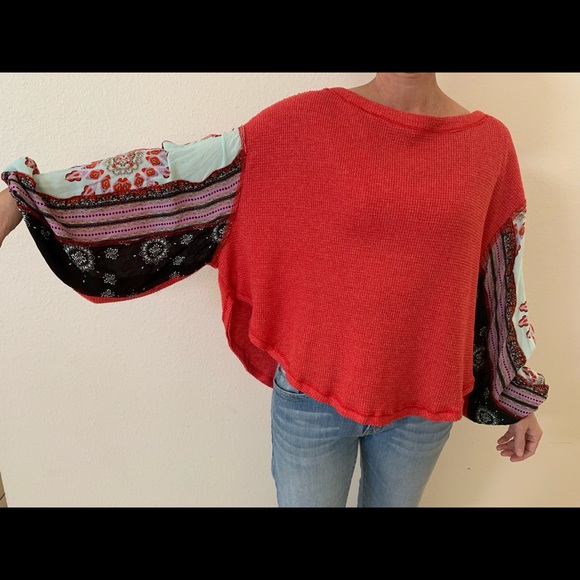 Free People Cherry Red Blossom Shirt - Picture 5 of 7
